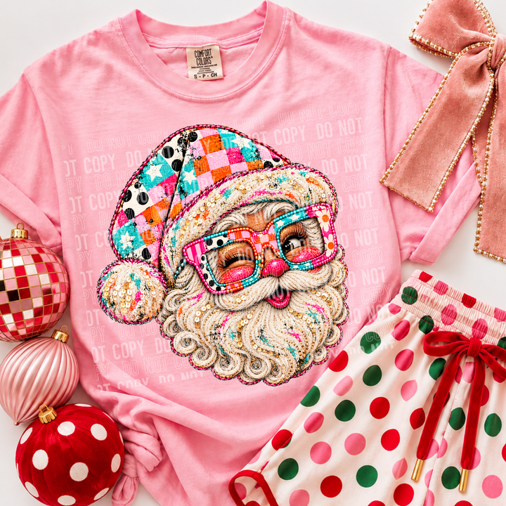 Colorful Santa DTF Print