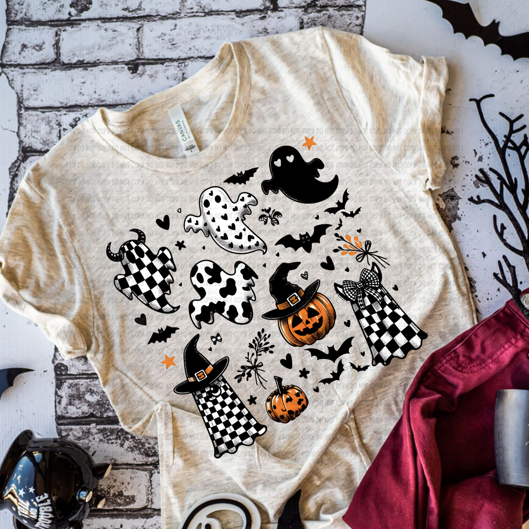 Cow Checkered Ghost DTF Print