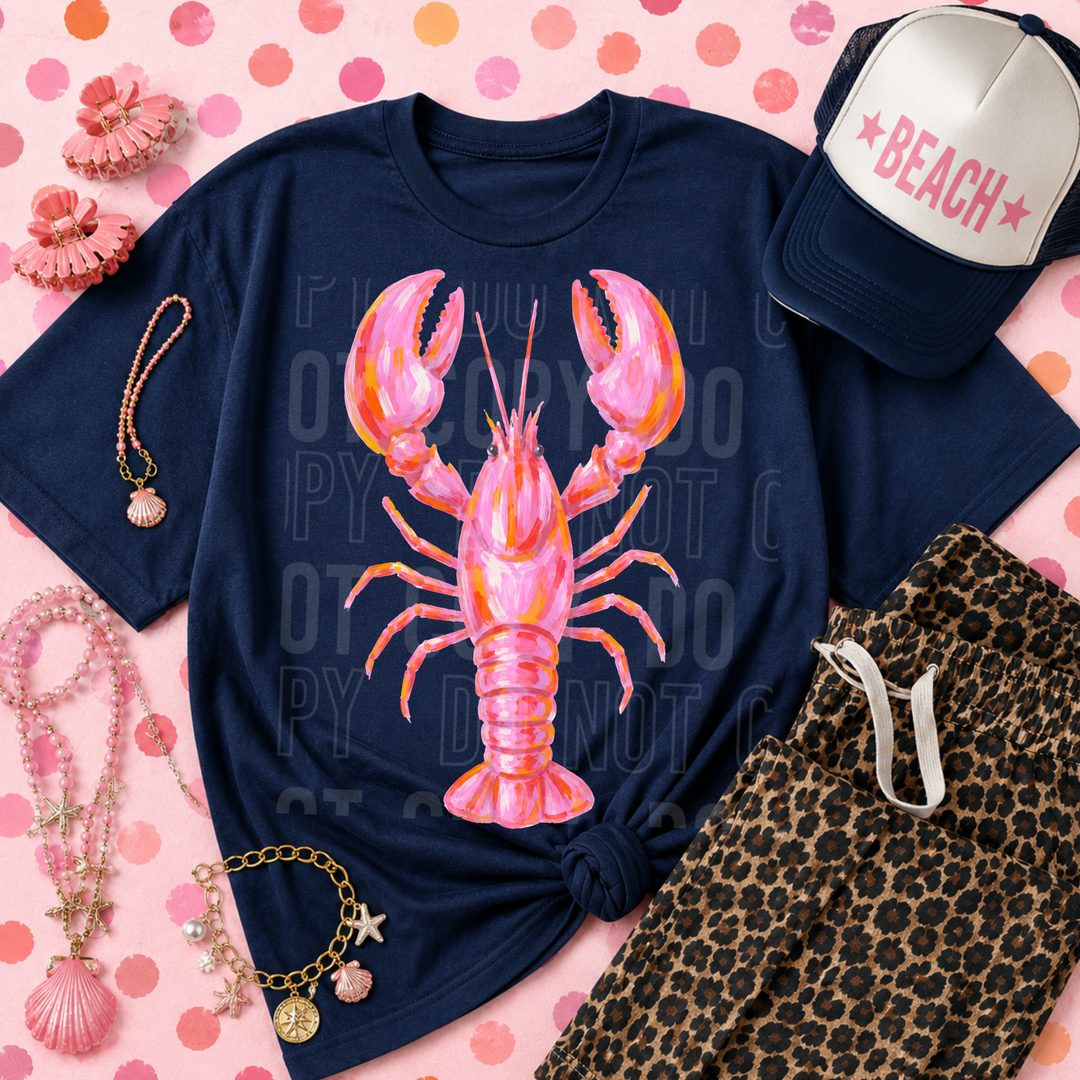 Crawfish Pink Brush DTF Print