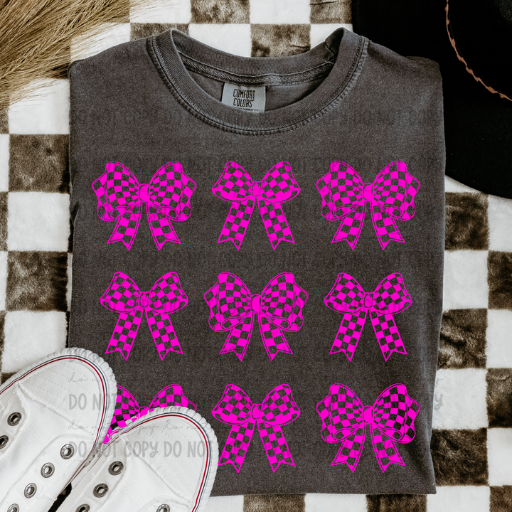 Checkered Bow Grids DTF Print