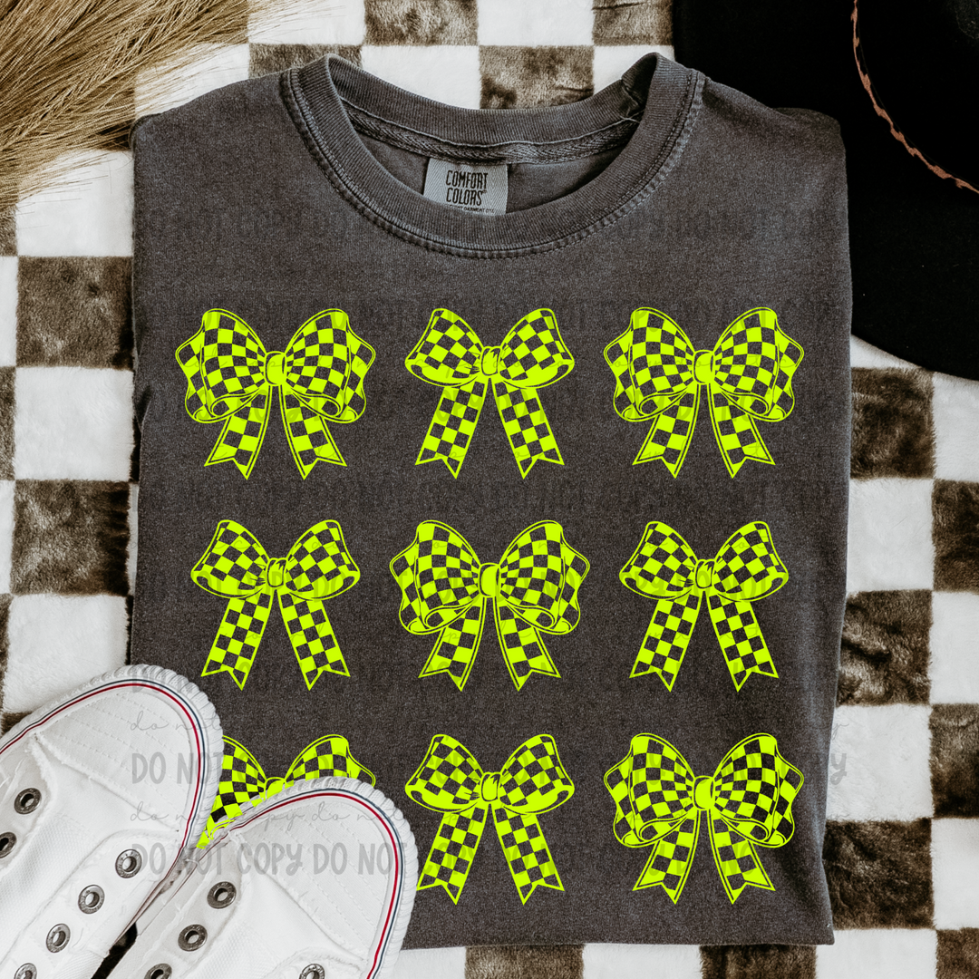 Checkered Bow Grids DTF Print