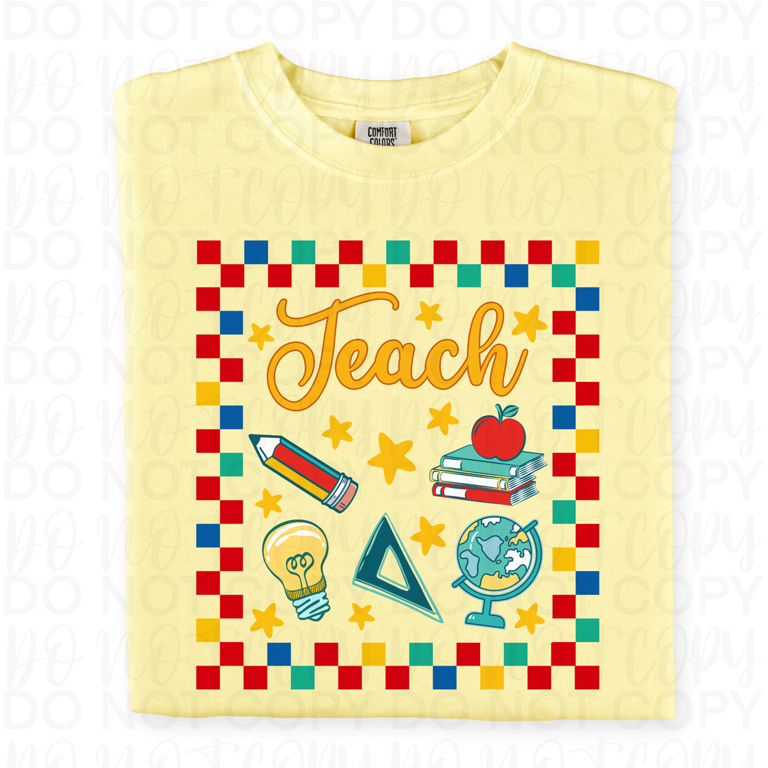 Checkered Teach DTF Print