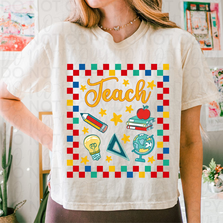 Checkered Teach DTF Print