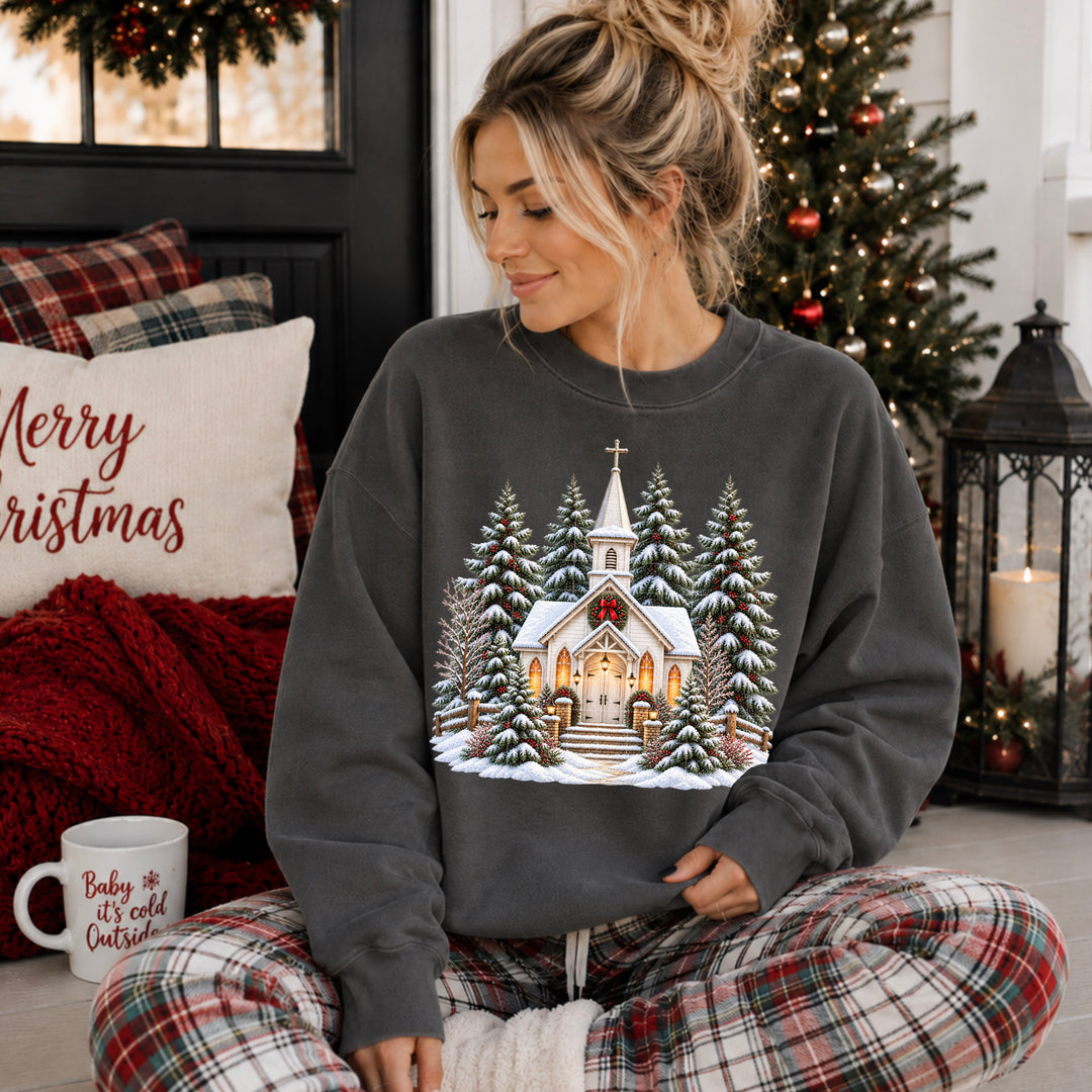 Christmas Church DTF Print