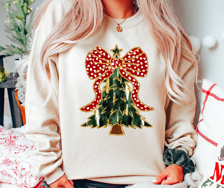 Sparkly Coquette Christmas Tree Sweatshirt / Tee