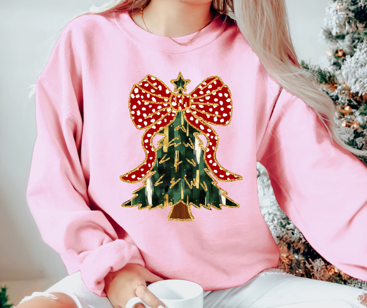 Sparkly Coquette Christmas Tree Sweatshirt / Tee