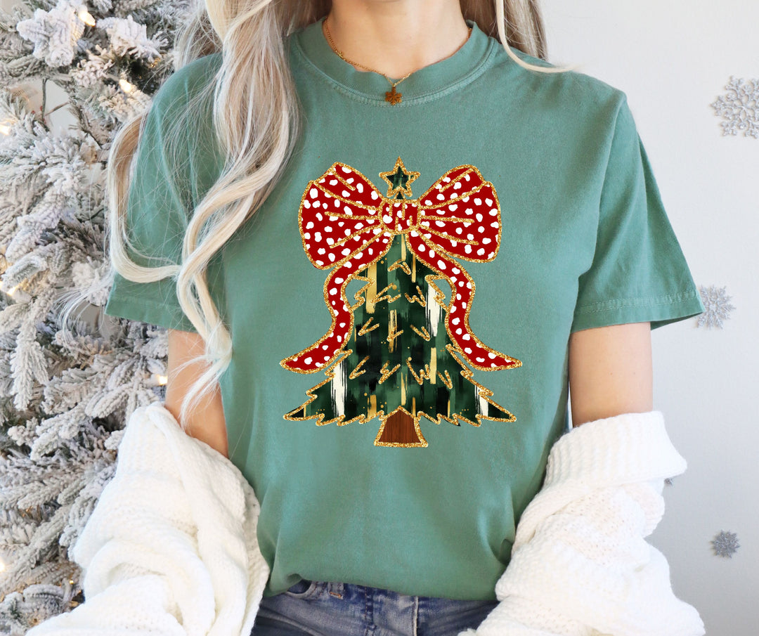 Sparkly Coquette Christmas Tree Sweatshirt / Tee