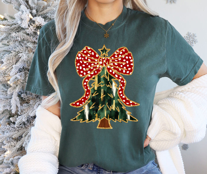 Sparkly Coquette Christmas Tree Sweatshirt / Tee