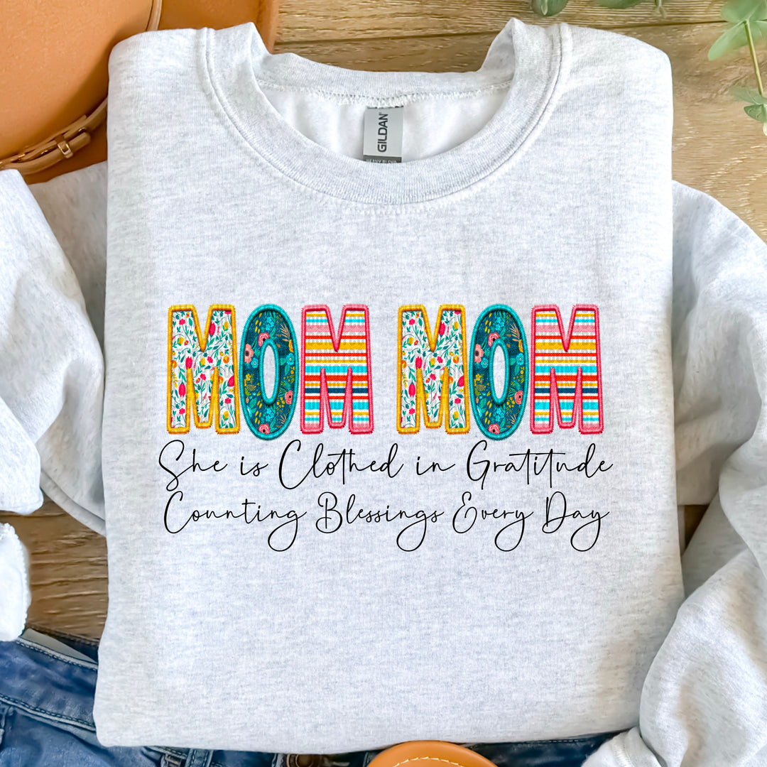 Clothed in Gratitude Faux Embroidered DTF Print