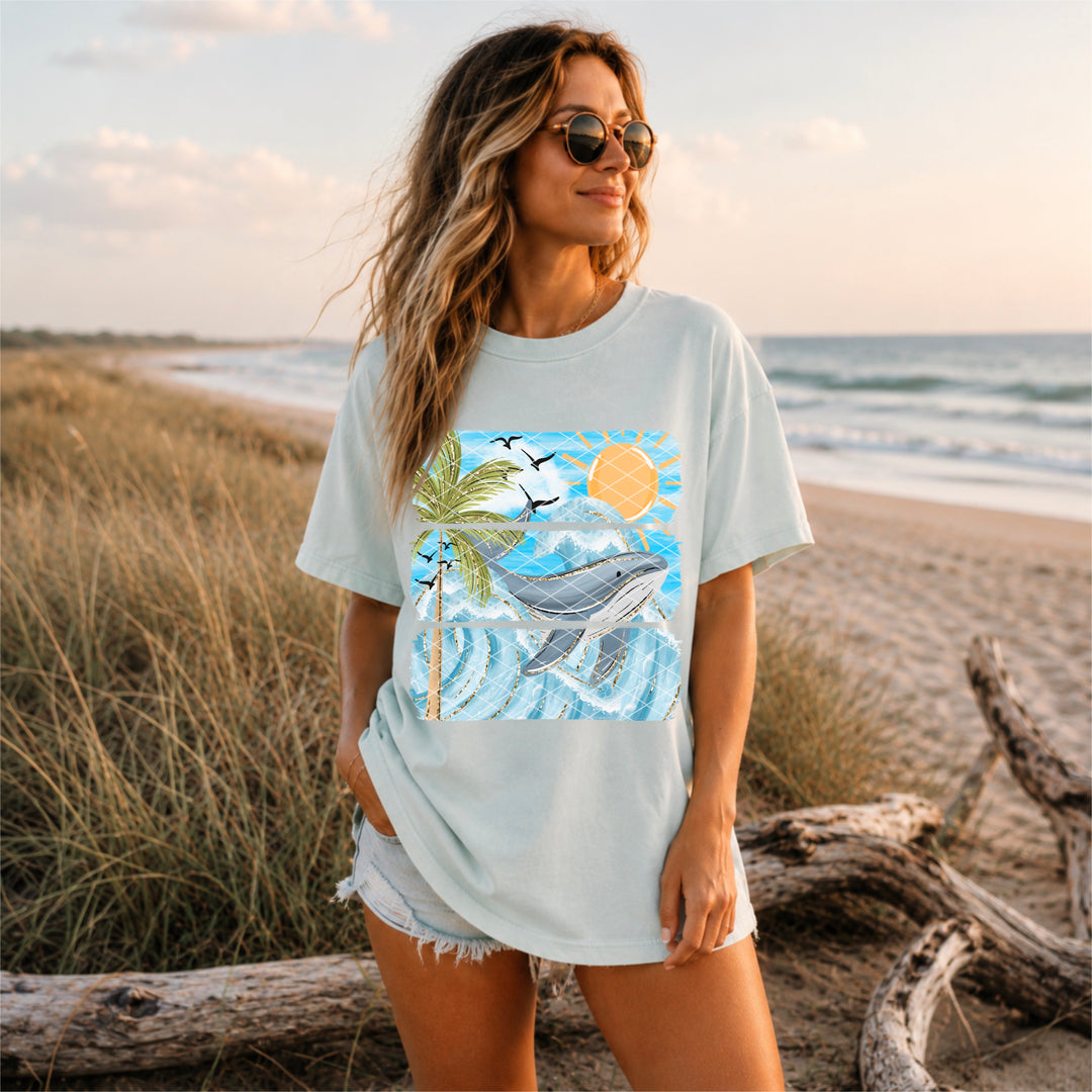 Coastal Whale DTF Print