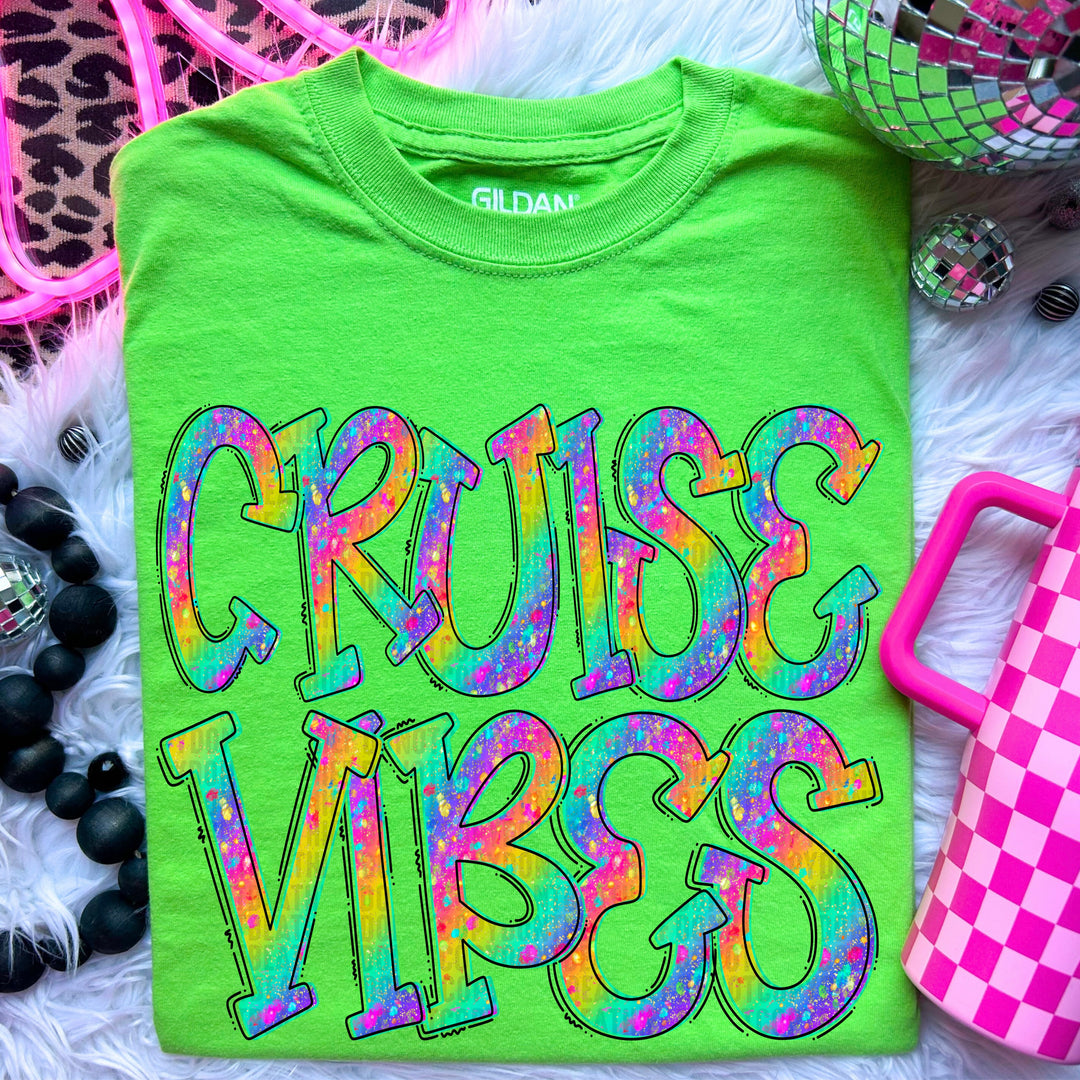 Cruise Vibes Glitter DTF Print