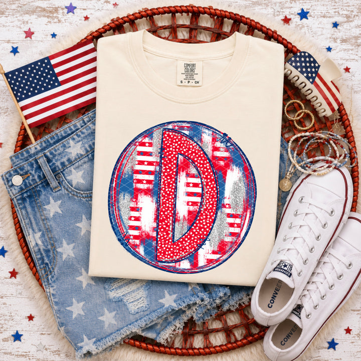 Patriotic Brush Strokes Letter Collection DTF Print
