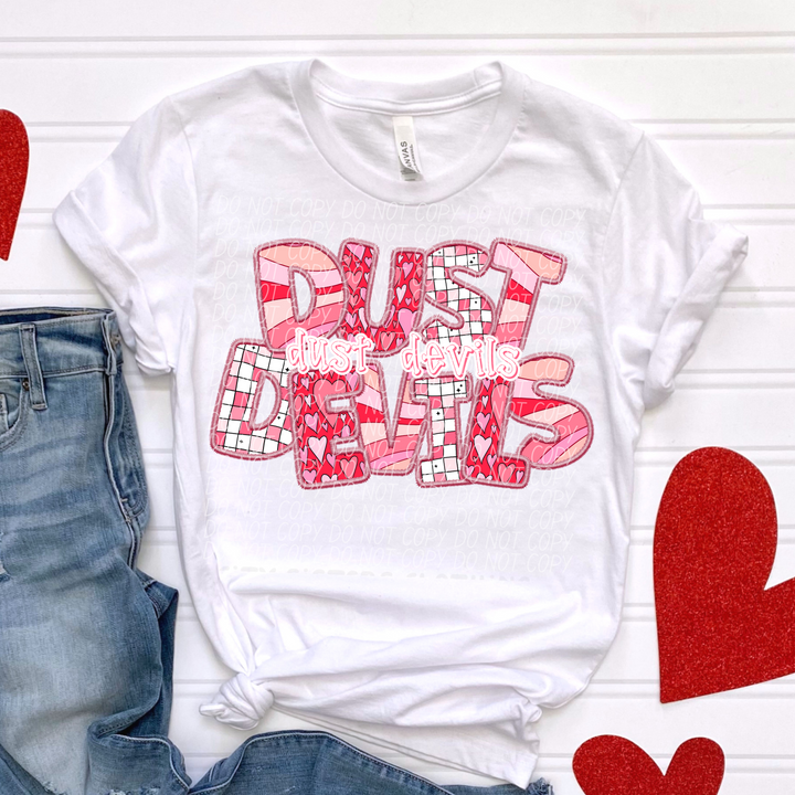 Valentines Day Faux Embroidered  YOUTH Mascots DTF Print