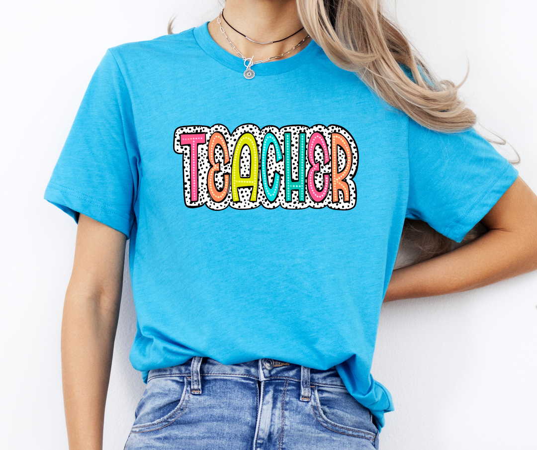 Teacher Colorful Dalmatian Dot DTF Print