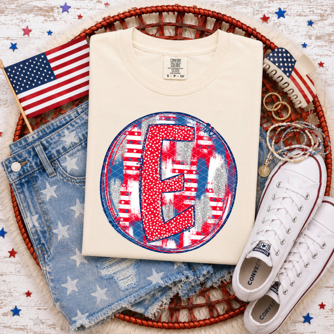 Patriotic Brush Strokes Letter Collection DTF Print