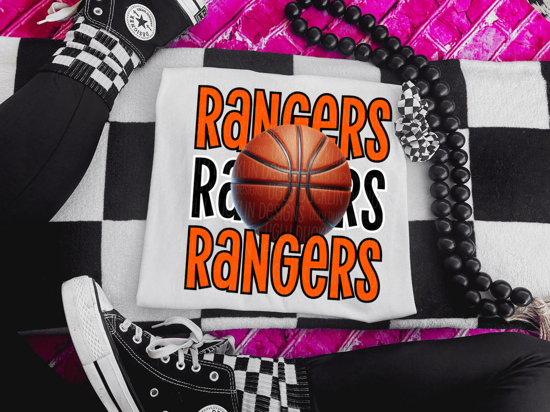 Rangers Basketball Orange DTF Print