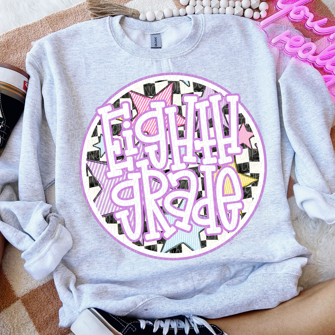 Back To School Stars Purple - Grade Levels DTF Print