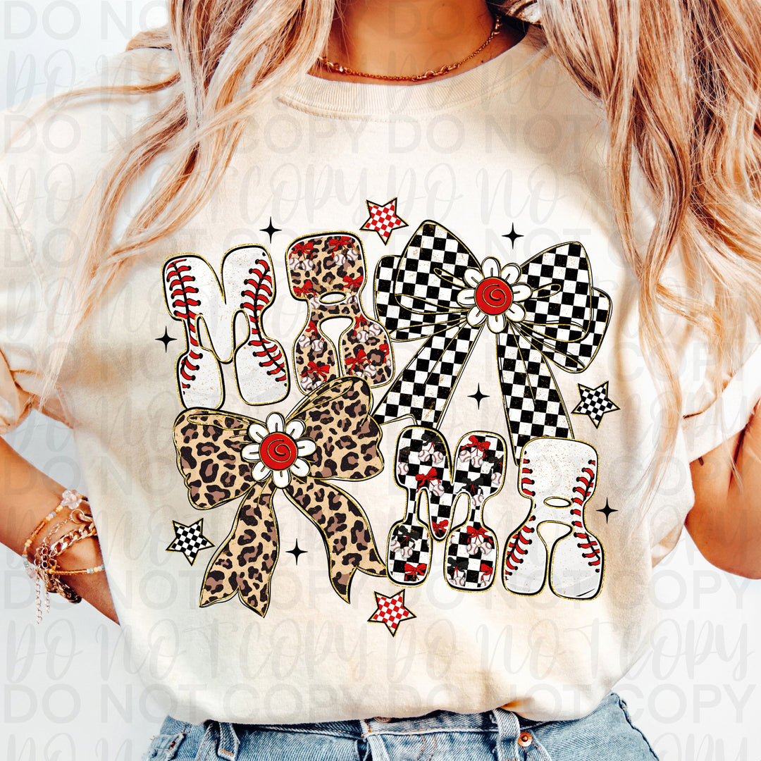 Mama Baseball Bow DTF Print