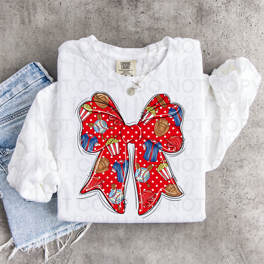 Baseball Coquette Bow DTF Print
