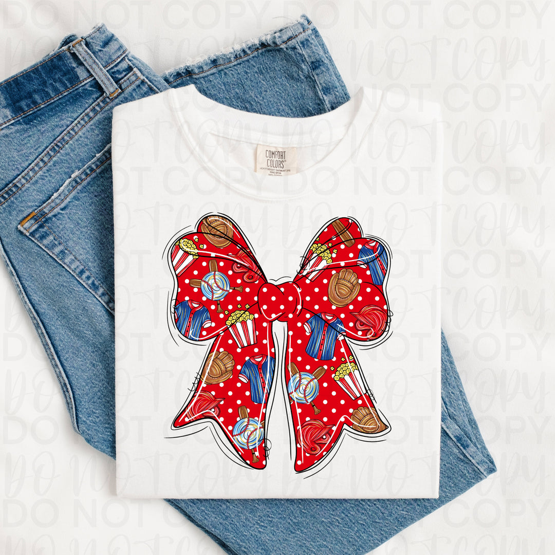 Baseball Coquette Bow DTF Print