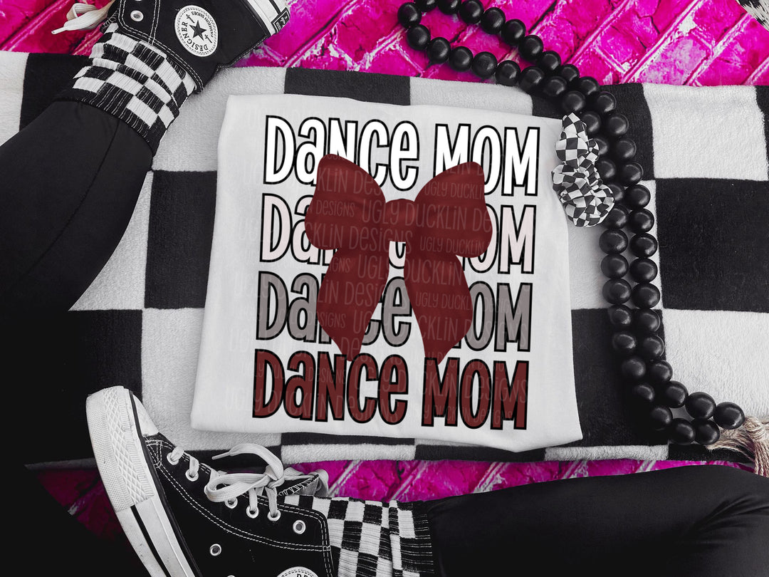 Dance Mom (Maroon) with Bow DTF Print