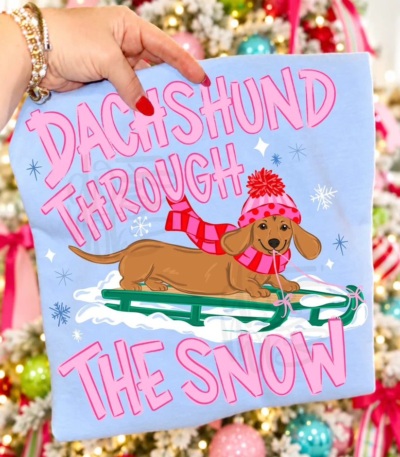 Dachshund Through The Snow DTF Print