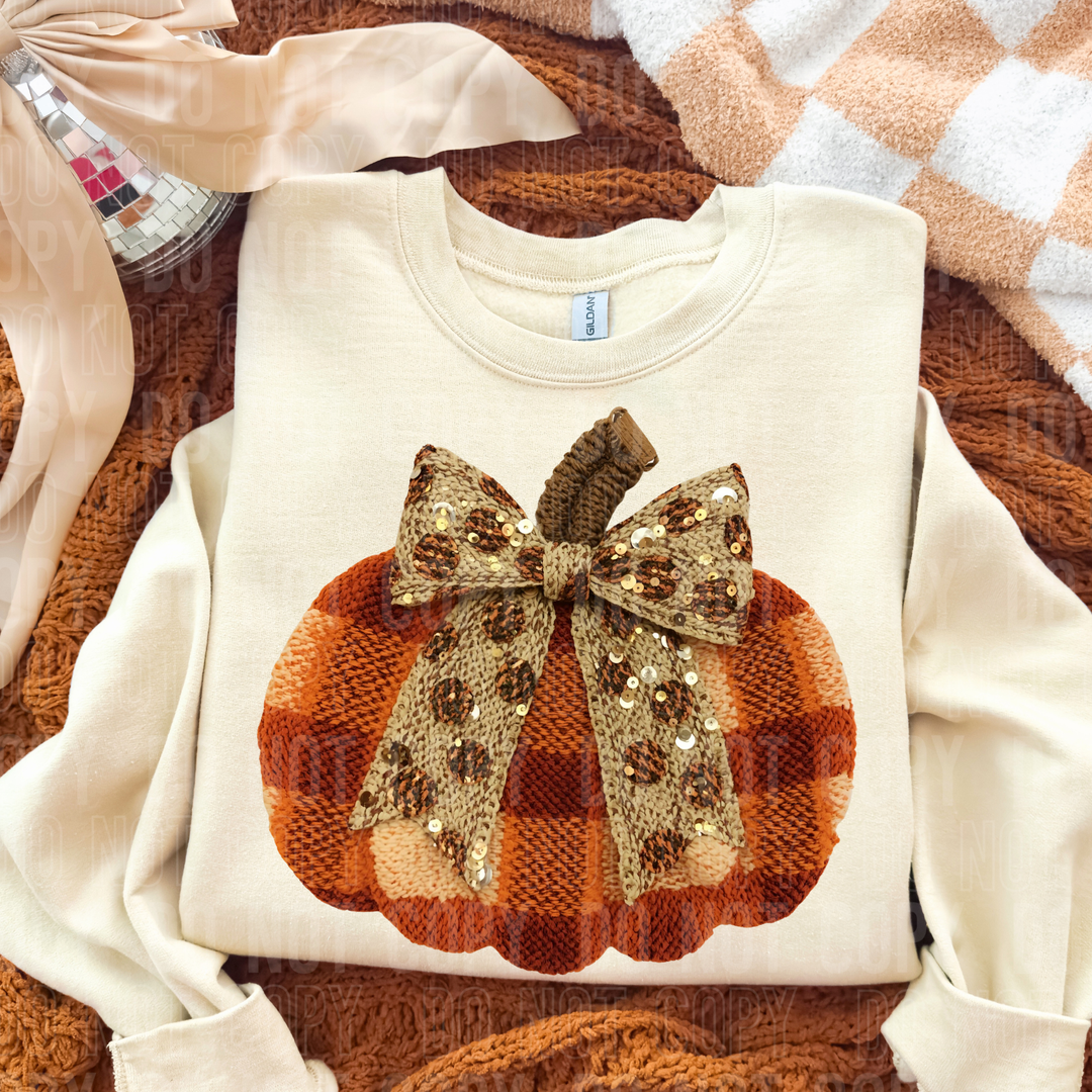Fall Plaid Pumpkin Sequins DTF Print