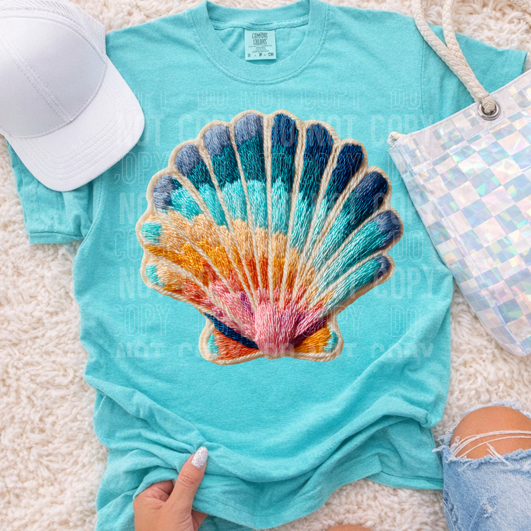 Faux Yarn Seashell DTF Print