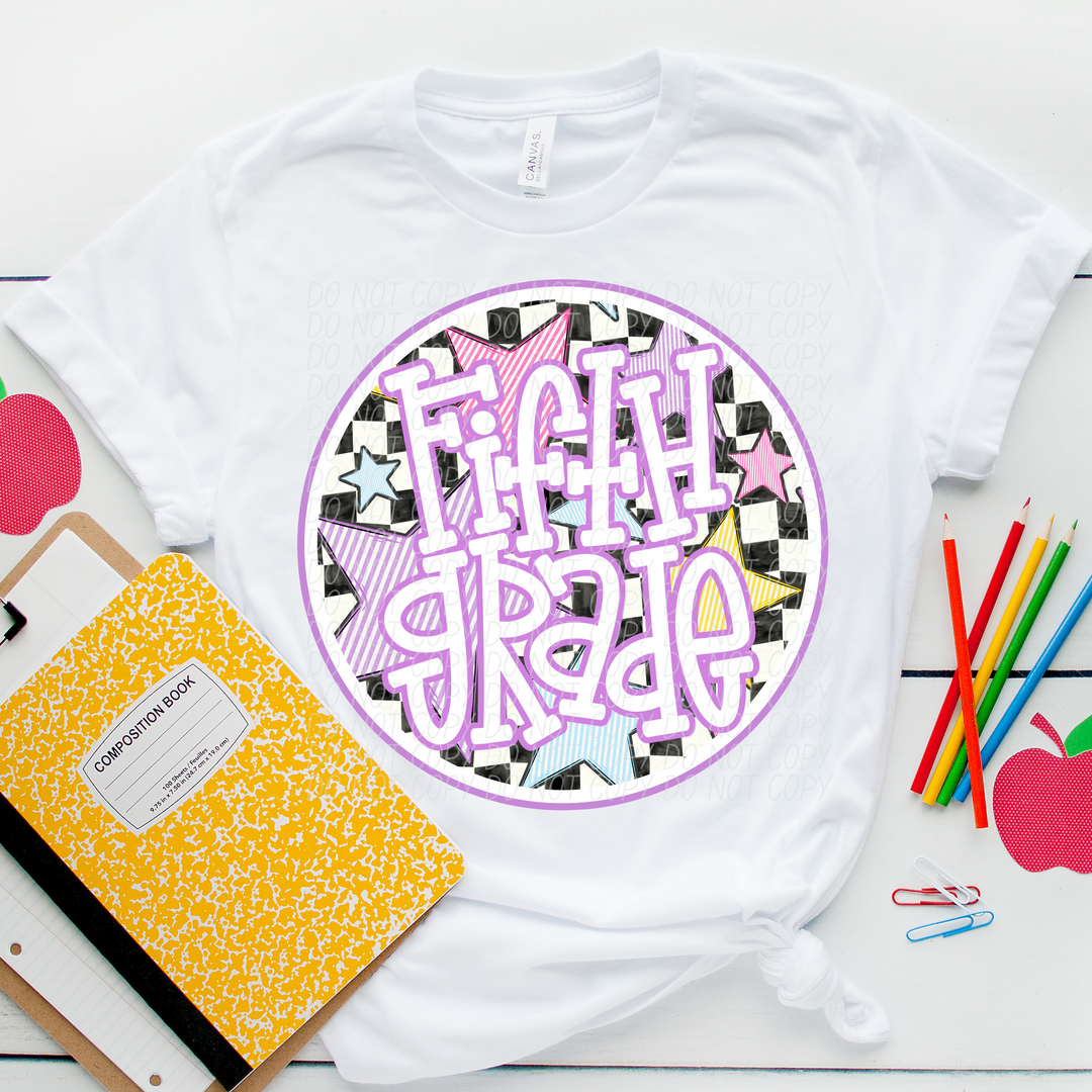 Back To School Stars Purple - Grade Levels DTF Print