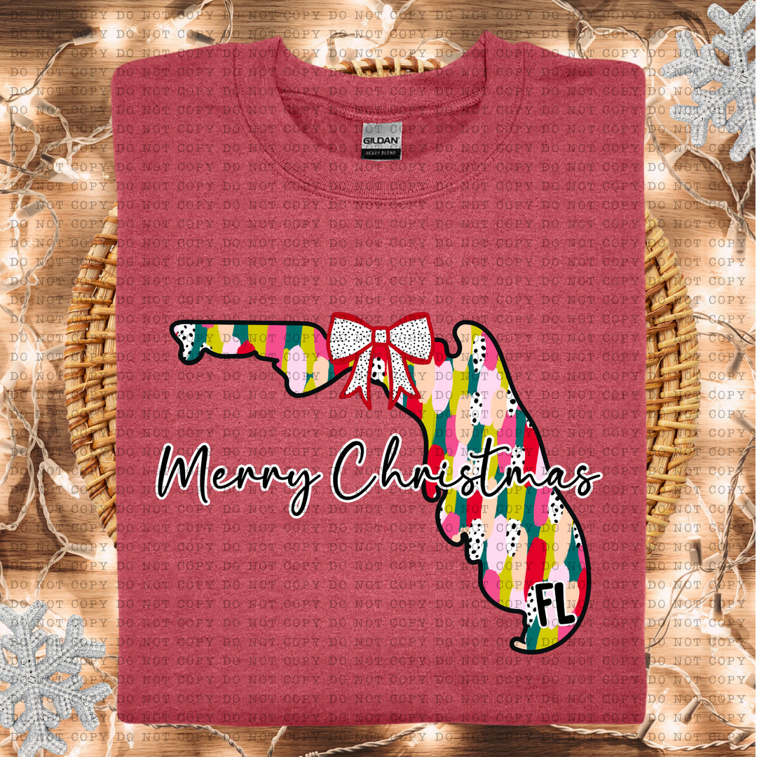 Messy Paint States Merry Christmas DTF Print