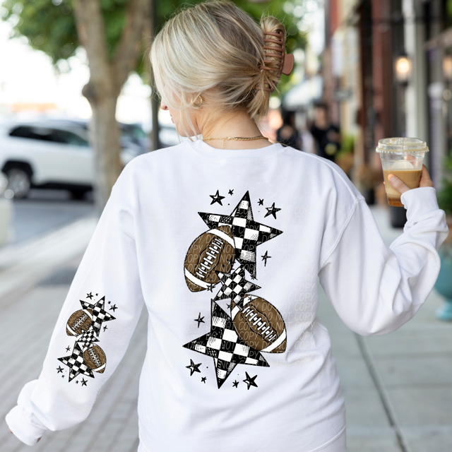 Game Day Sports Checkered Stars SLEEVE DTF Print