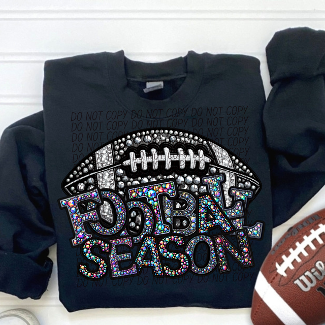 Faux Bling Football Season DTF Print