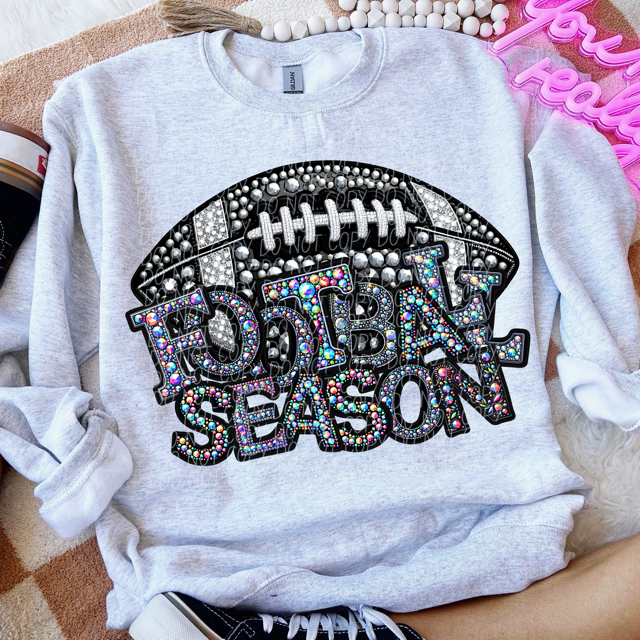 Faux Bling Football Season DTF Print