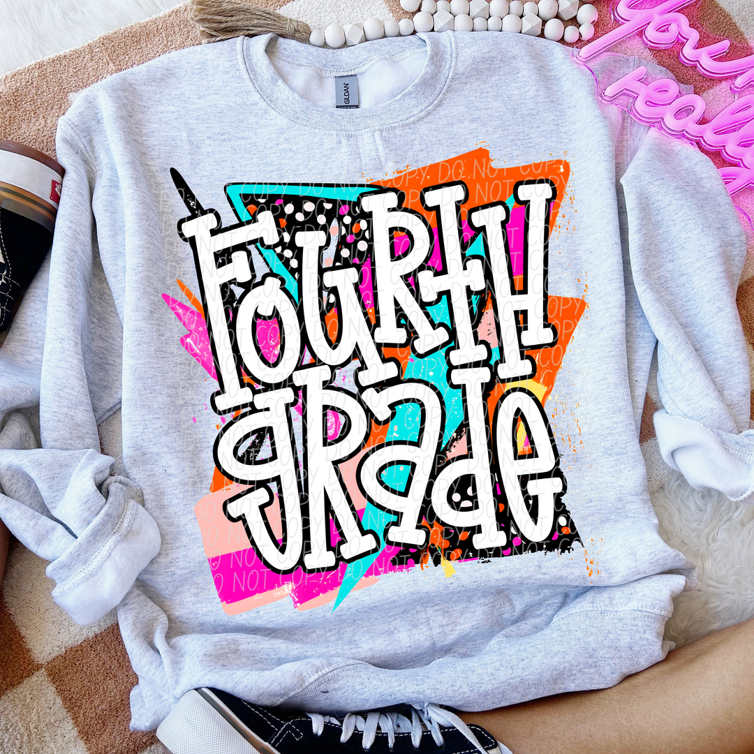 Bright Retro School Grades DTF Print