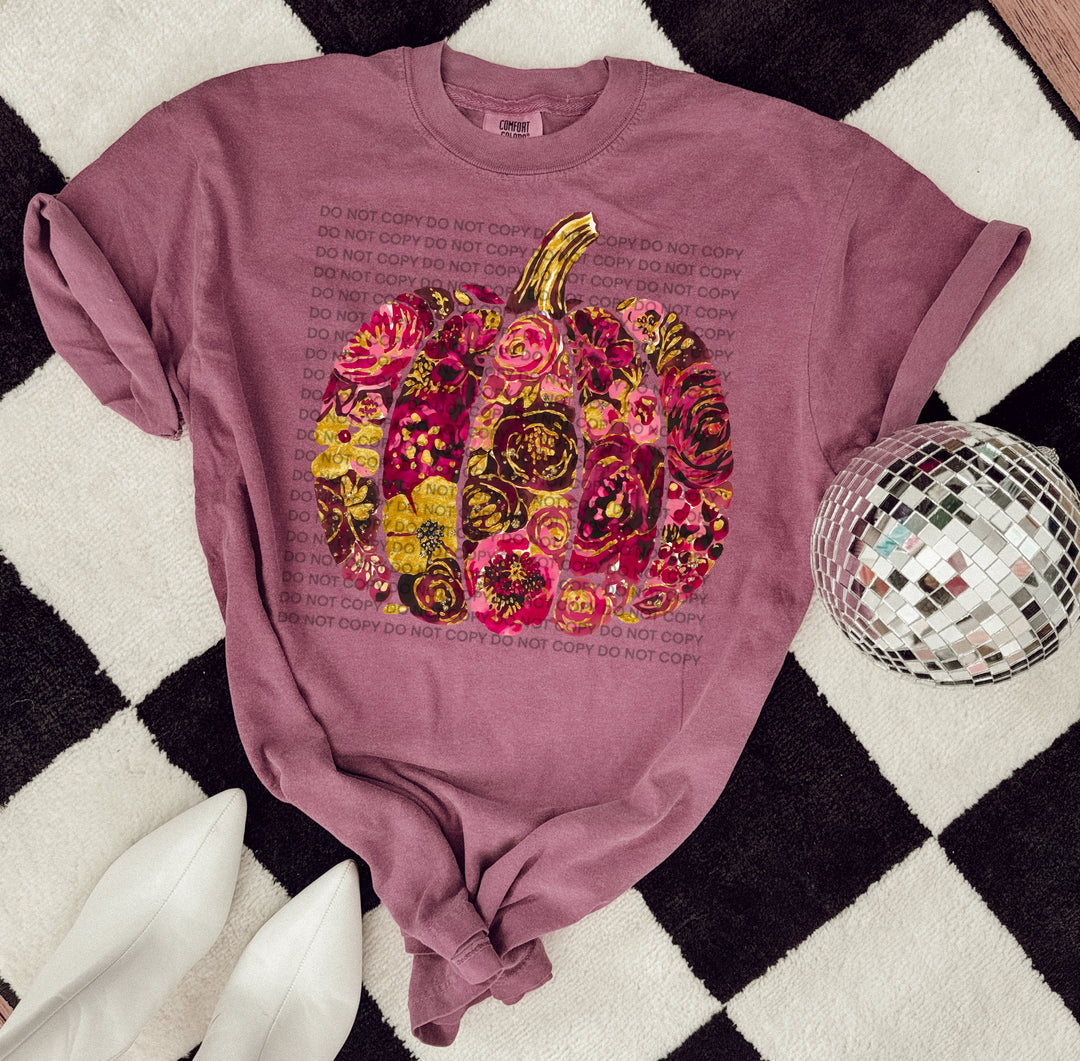Fall Floral Pumpkin DTF Print