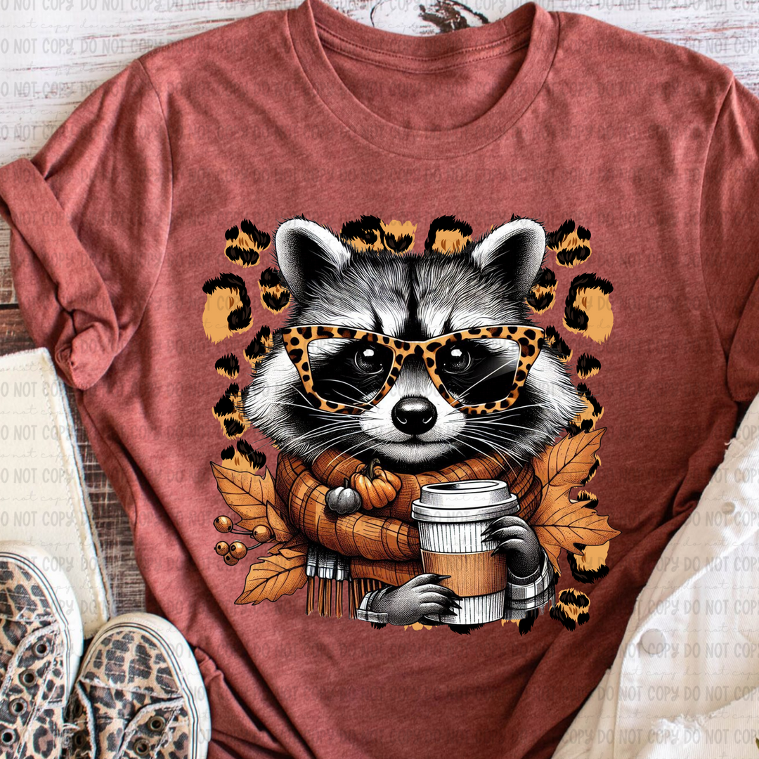 Fall Raccoon DTF Print