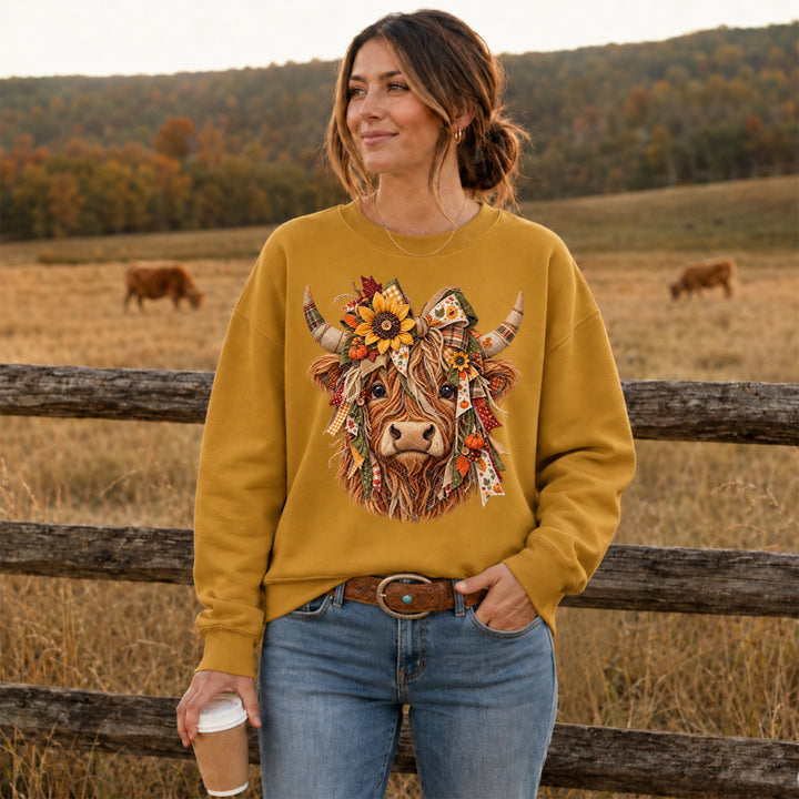 Fall Sunflower Highland DTF Print