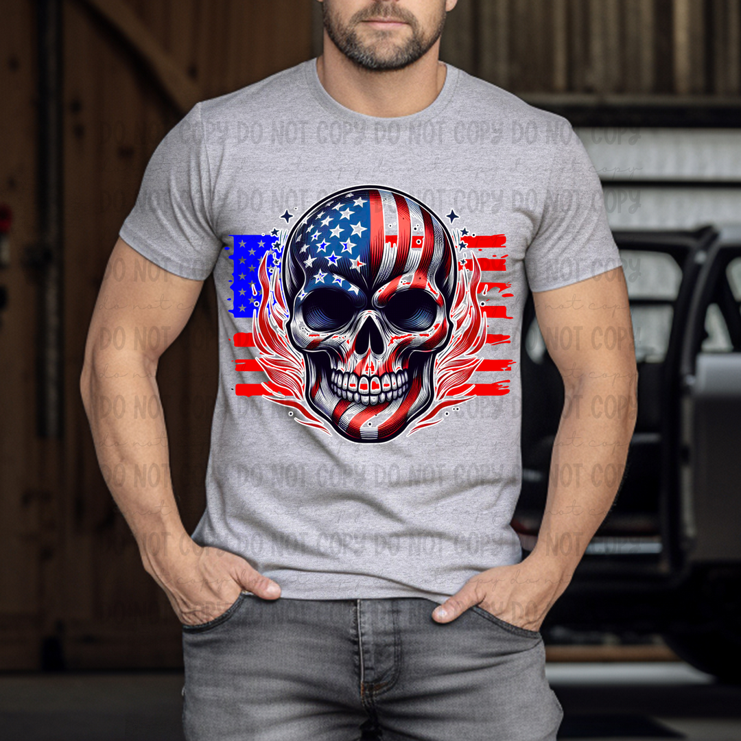 Flag Skull Colored DTF Print