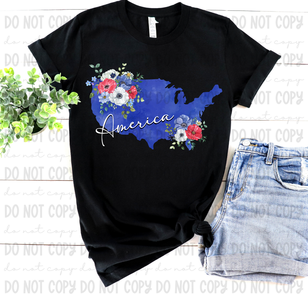 Floral America DTF Print