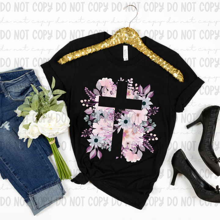 Floral Cross DTF Print