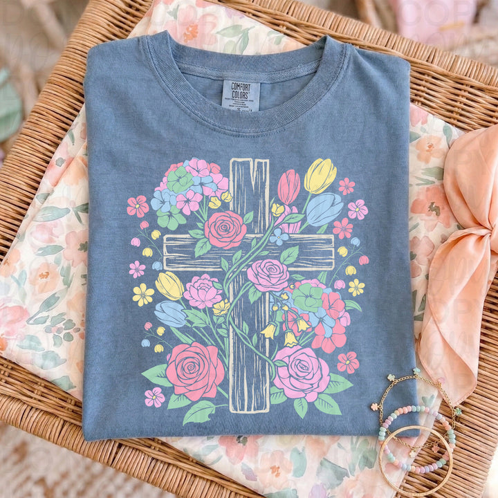 Floral Cross DTF Print
