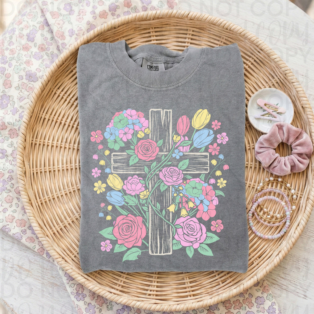 Floral Cross DTF Print