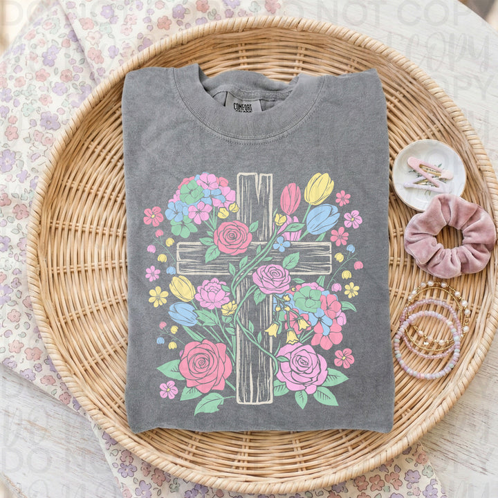 Floral Cross DTF Print