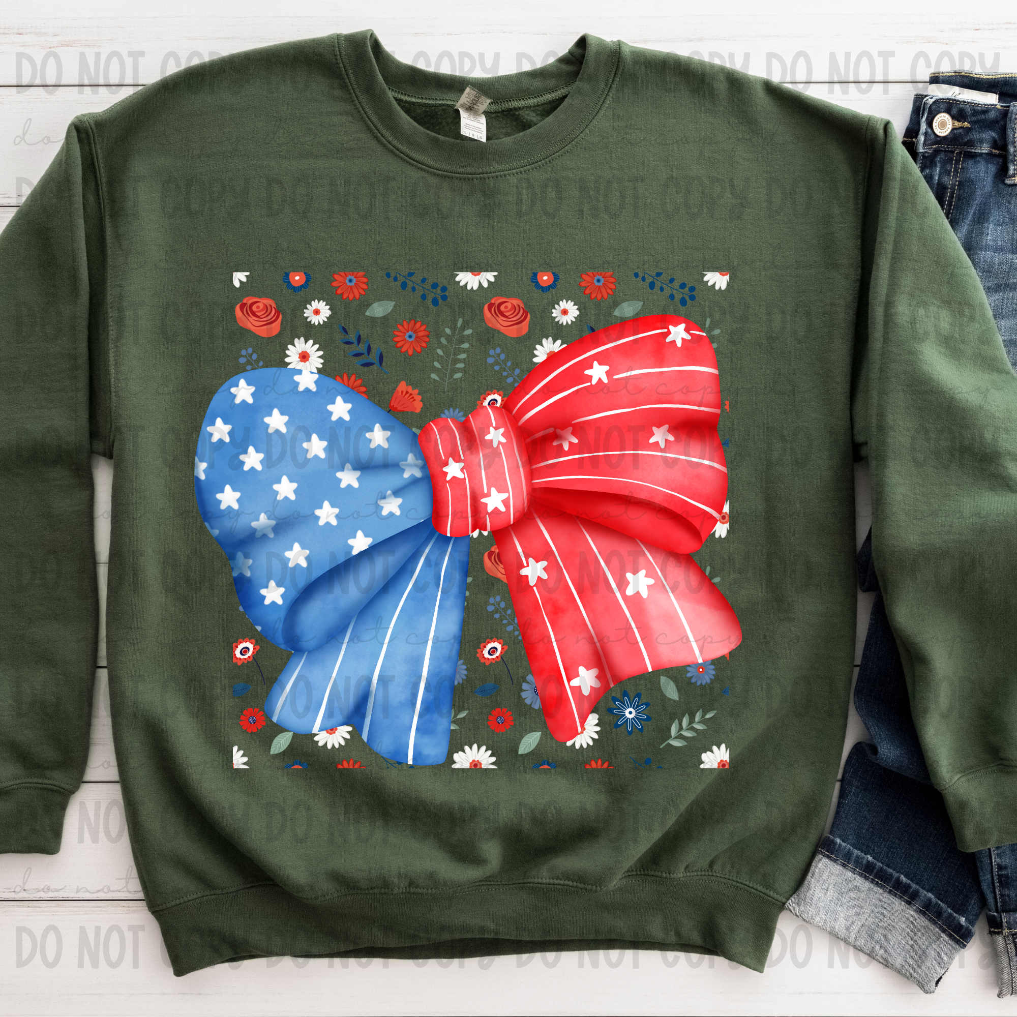 Floral and Bows USA DTF Print