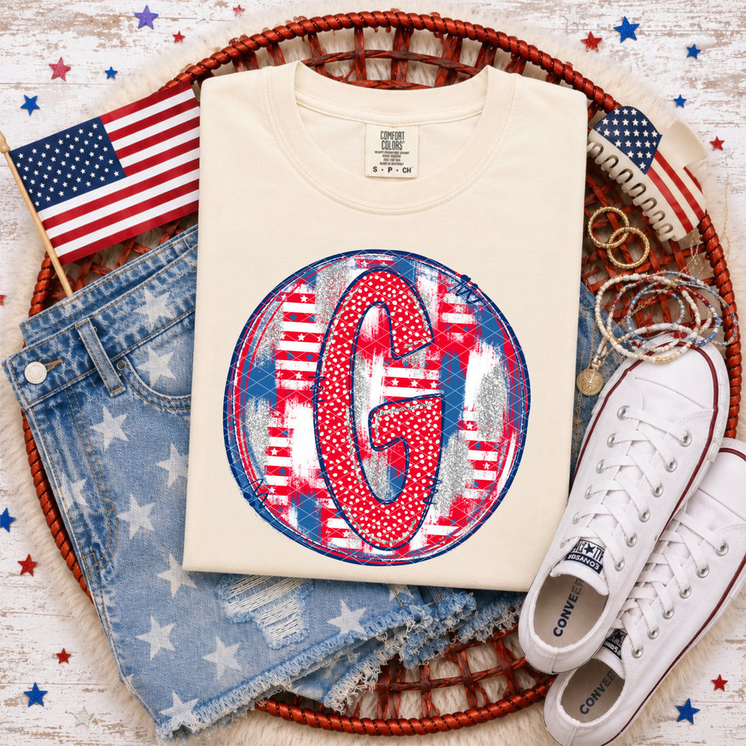 Patriotic Brush Strokes Letter Collection DTF Print