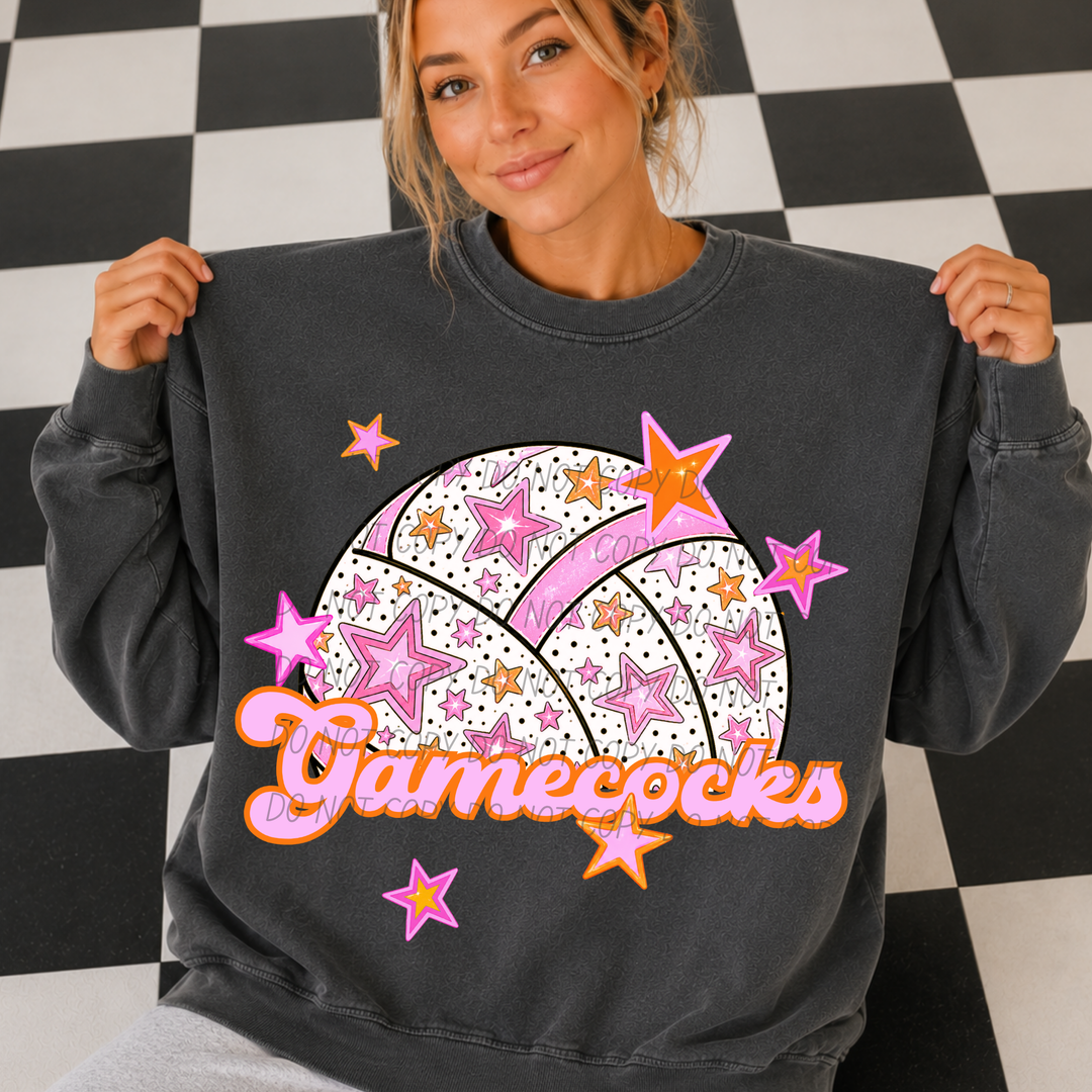 Pink Volleyball Mascots DTF Print