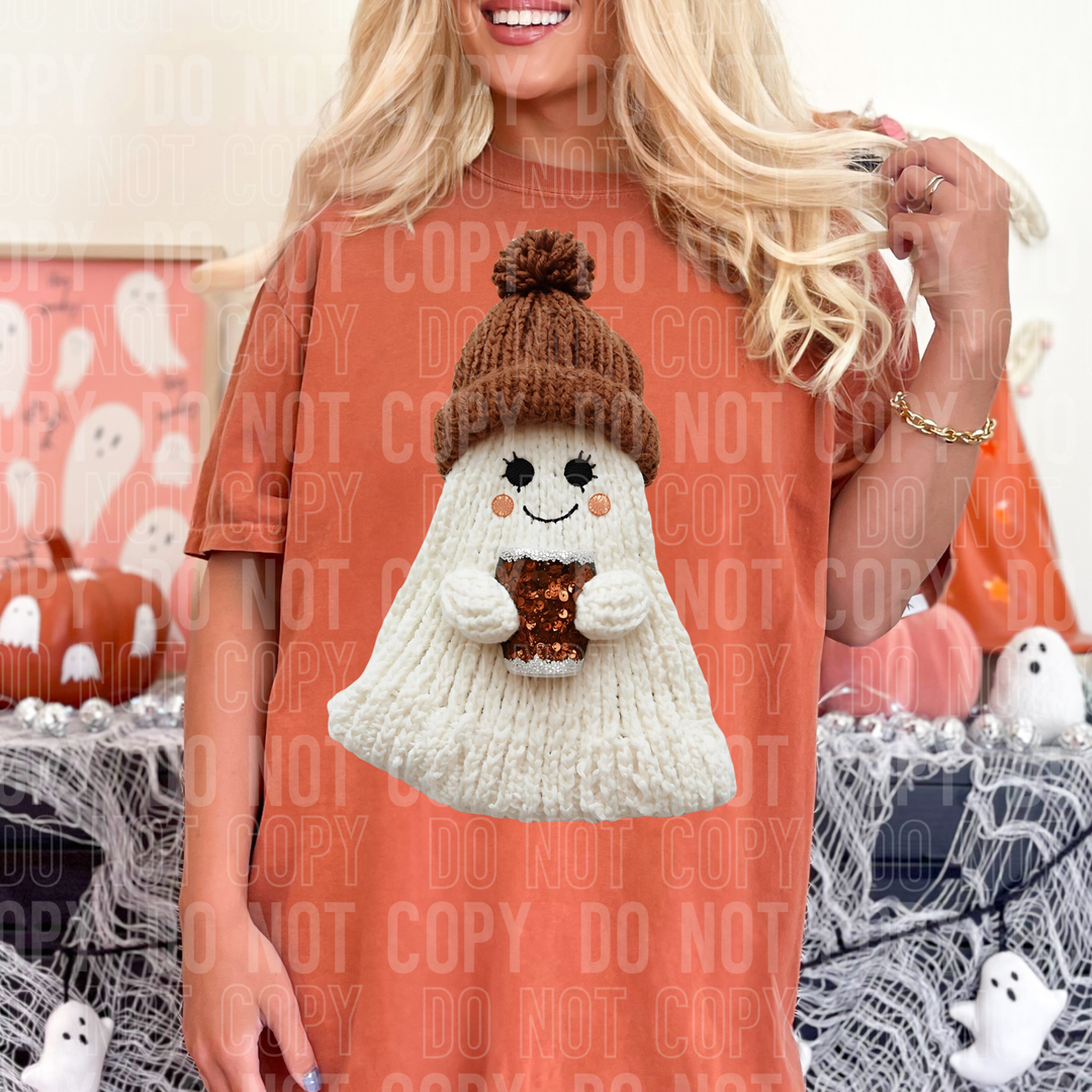 Ghost Coffee Brown Yarn DTF Print