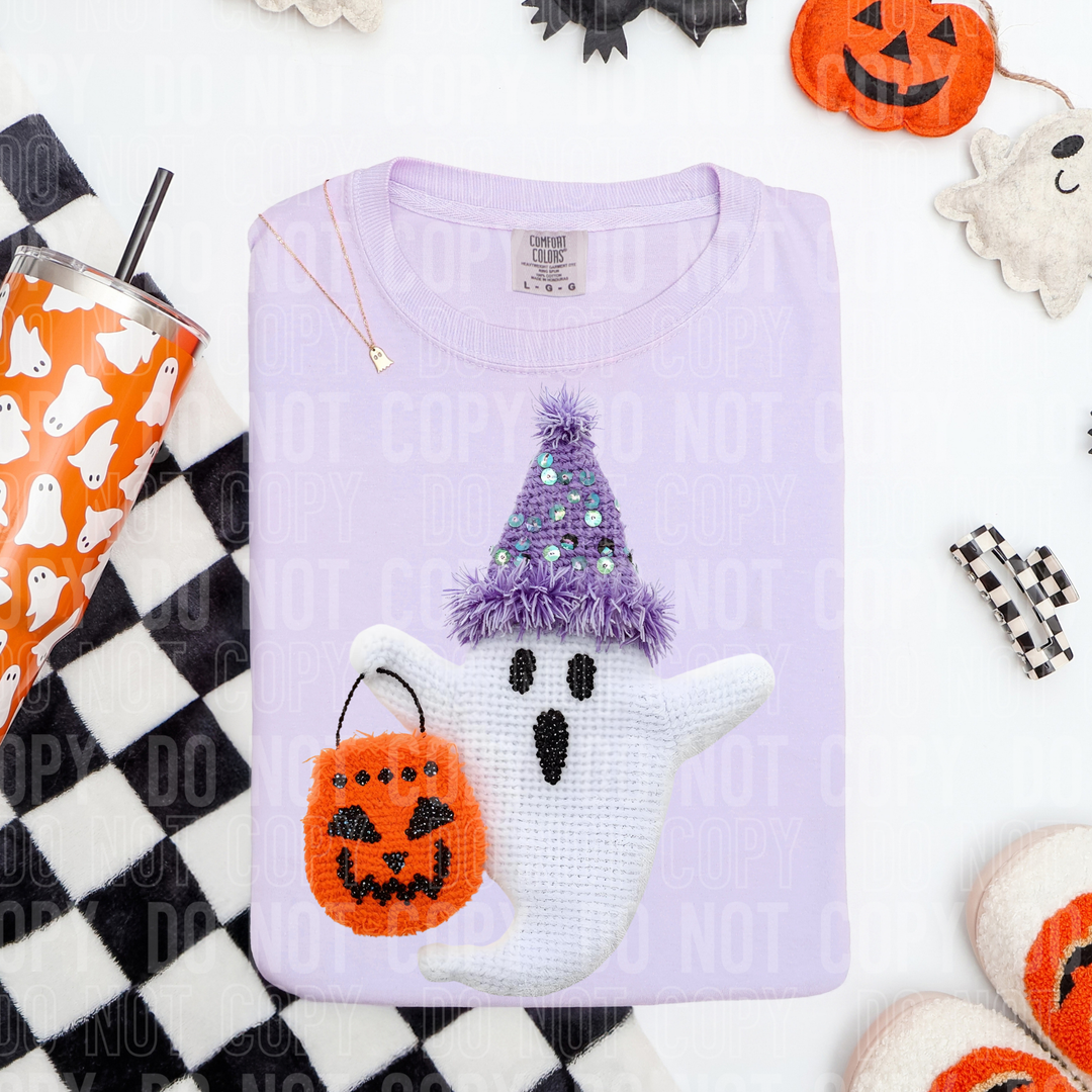 Ghost Jack O Lantern Yarn DTF Print