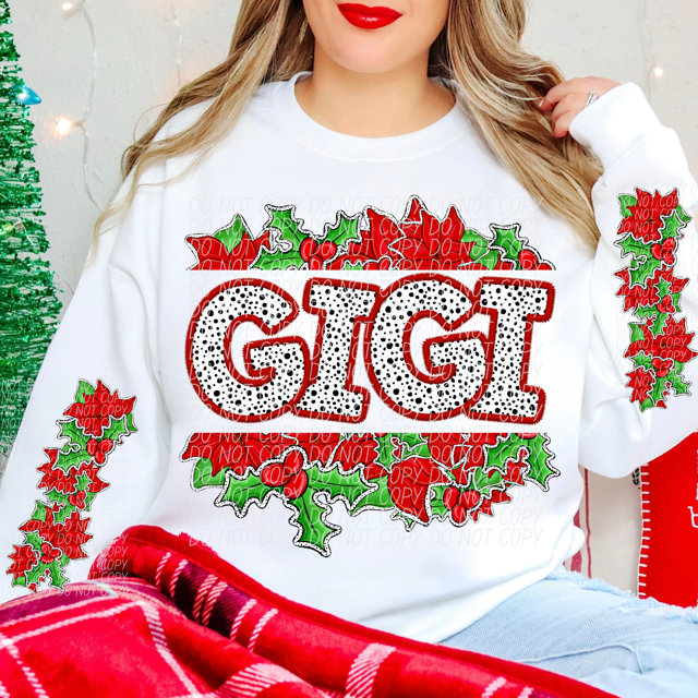 Split Holly Names DTF Print