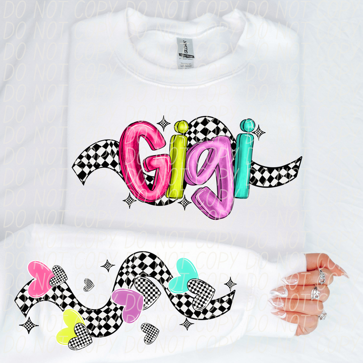 Bright Checkered Names FRONT DTF Print